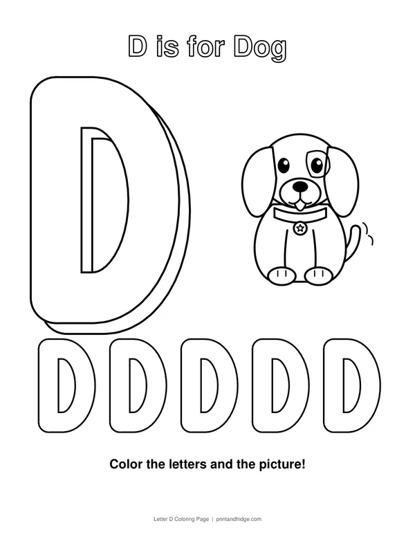 Letter D Coloring Page printable coloring page