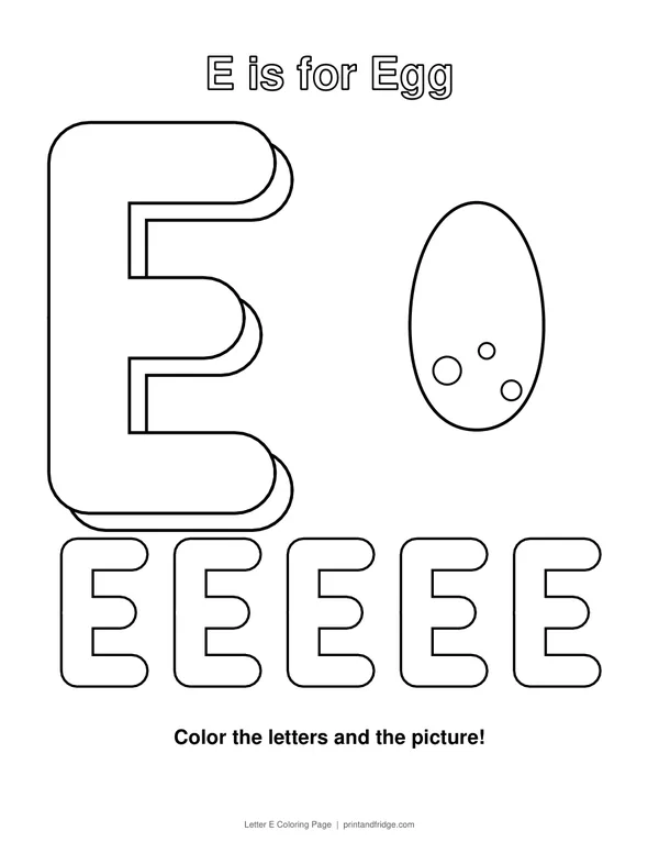 Letter E Coloring Page printable coloring page