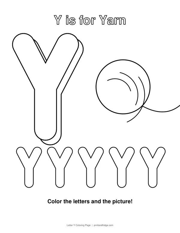Letter Y Coloring Page printable coloring page