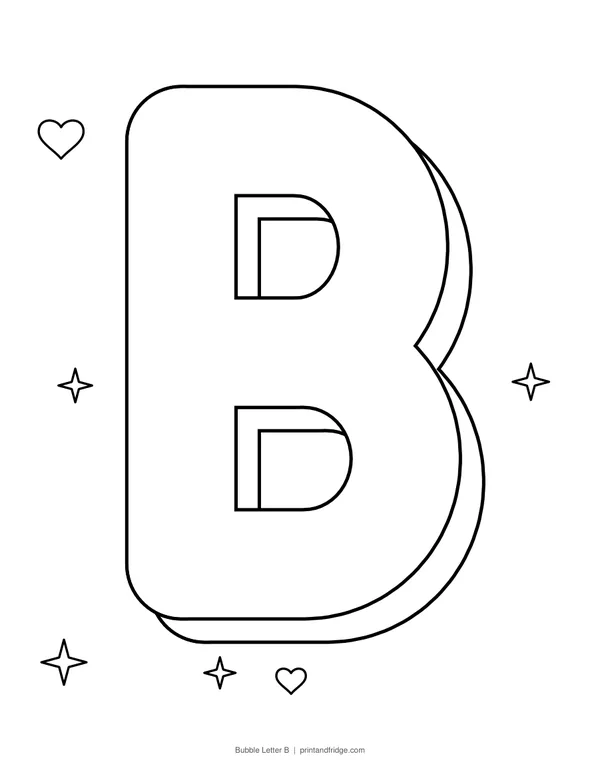 Bubble Letter B printable coloring page