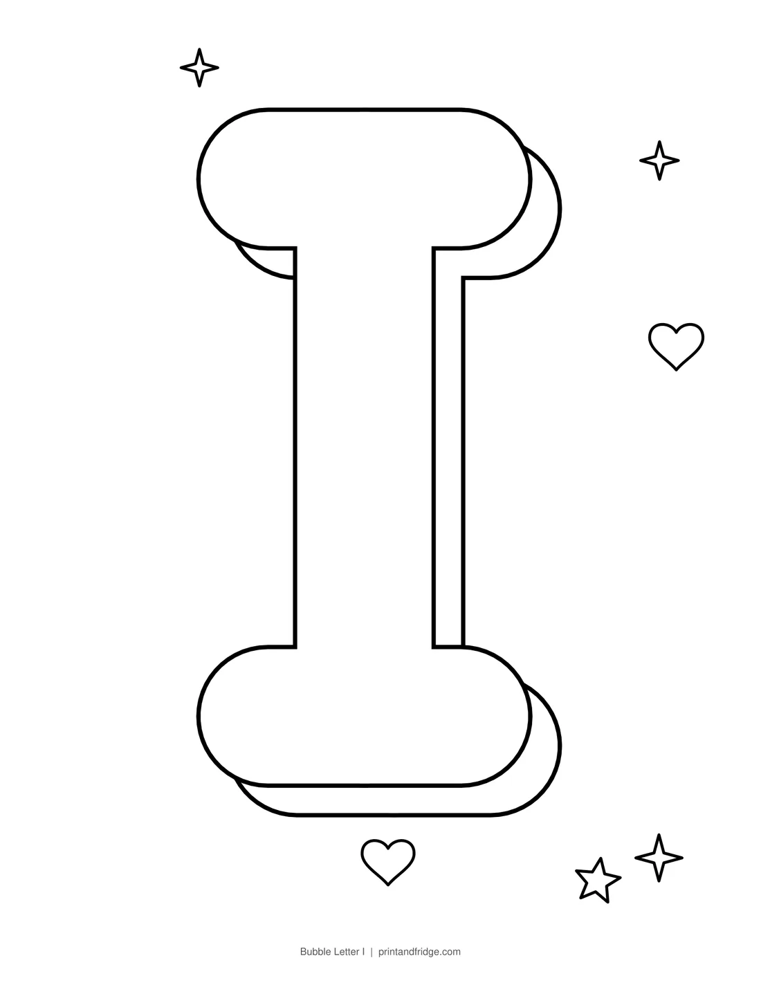 Bubble Letter I printable coloring page