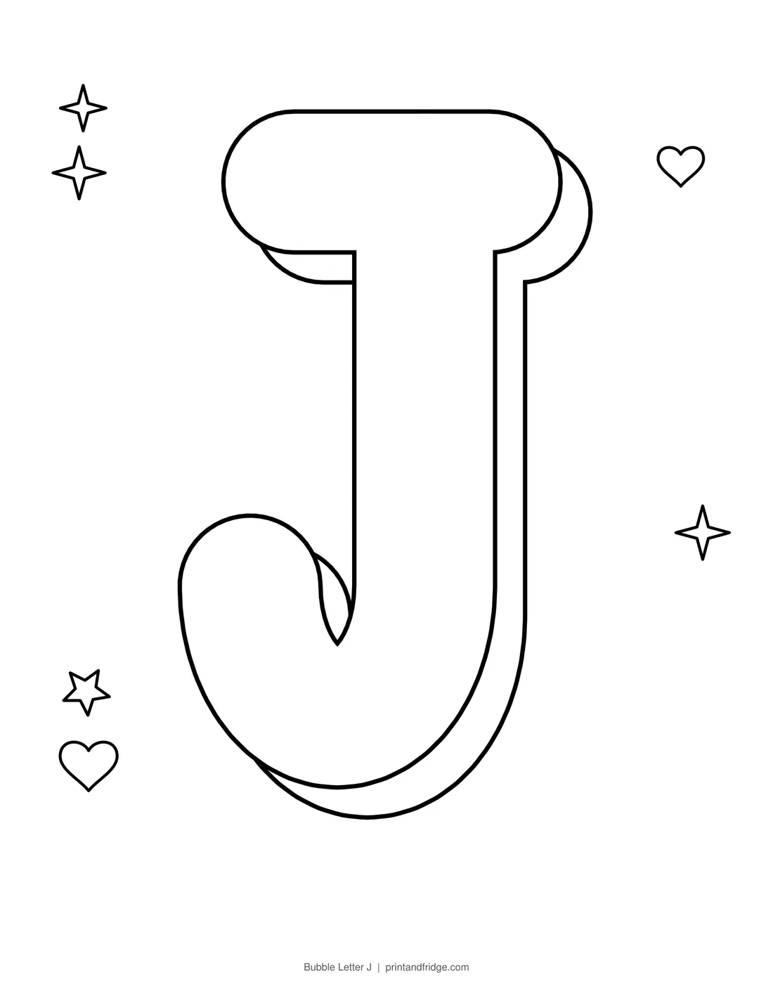 Bubble Letter J printable coloring page