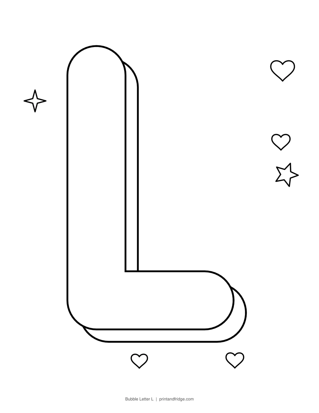 Bubble Letter L printable coloring page