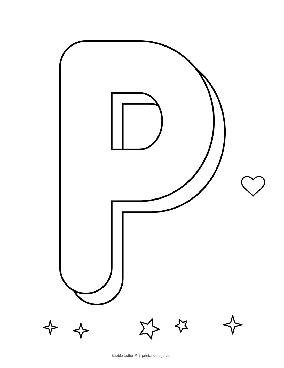 Bubble Letter P printable coloring page