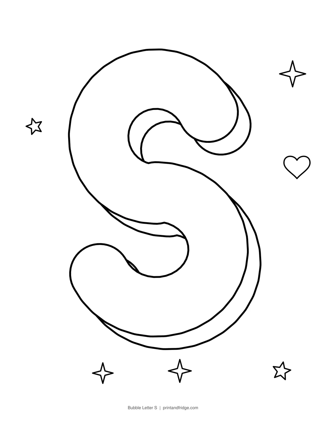 Bubble Letter S printable coloring page