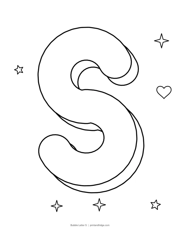 Bubble Letter S printable coloring page
