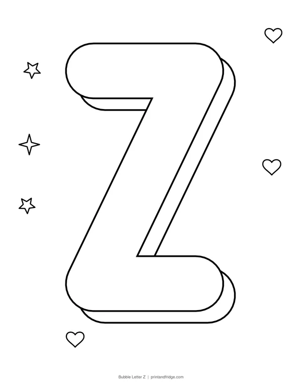 Bubble Letter Z printable coloring page