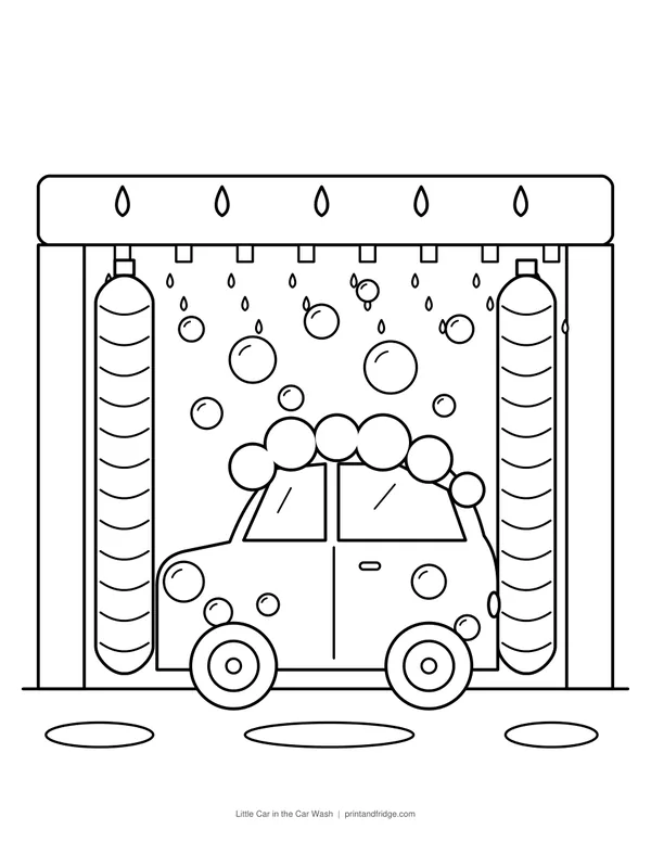 Little Car in the Car Wash printable coloring page