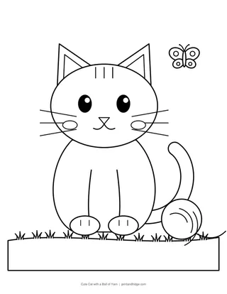 Cute Cat with a Ball of Yarn