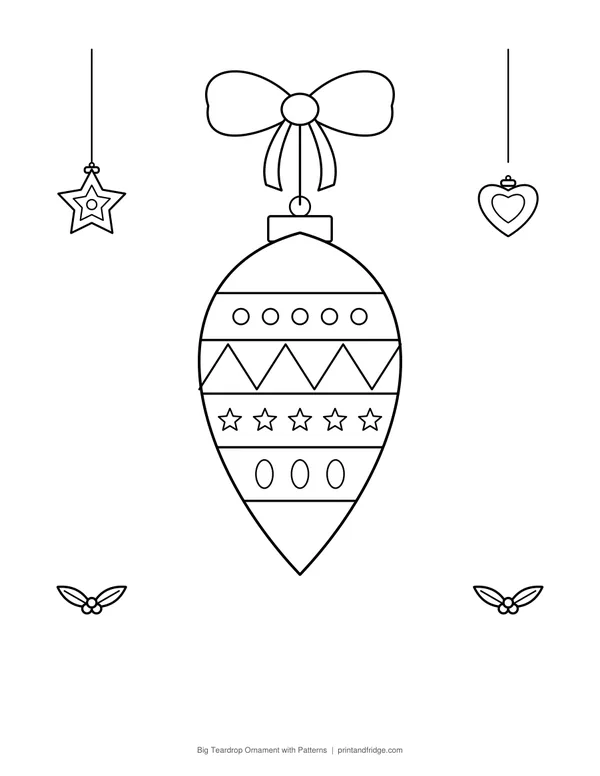 Big Teardrop Ornament with Patterns printable coloring page