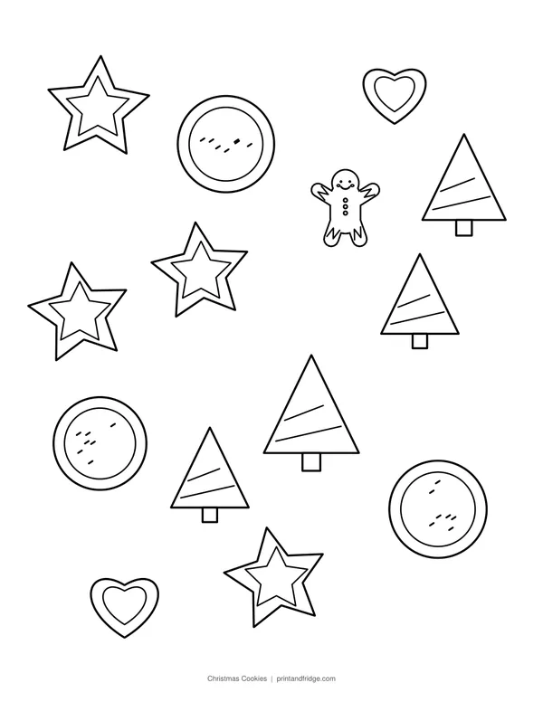 Christmas Cookies printable coloring page