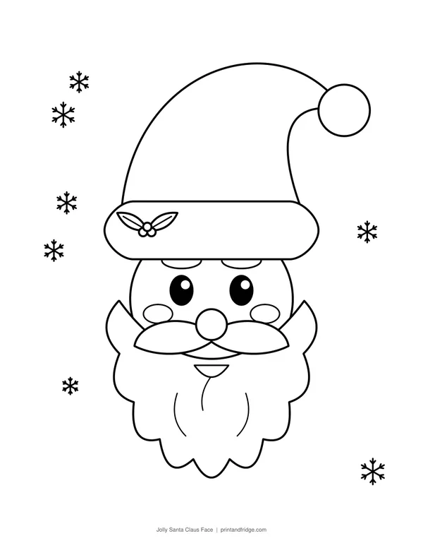 Jolly Santa Claus Face printable coloring page