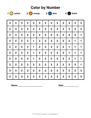 Fish Pixel Color by Number