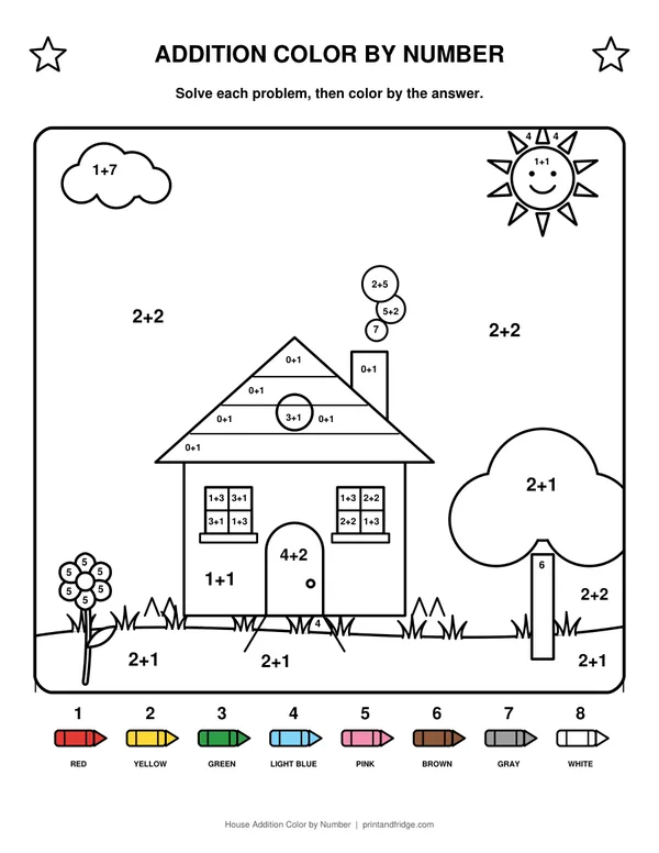 House Addition Color by Number printable coloring page