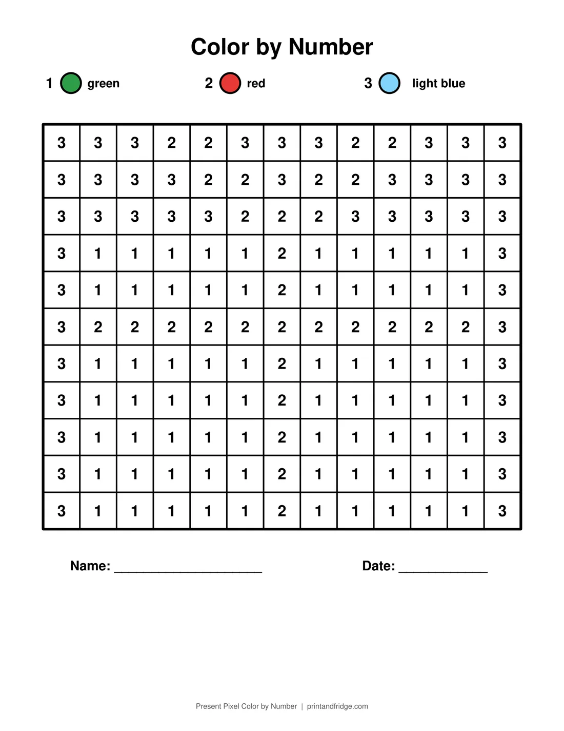 Present Pixel Color by Number printable coloring page