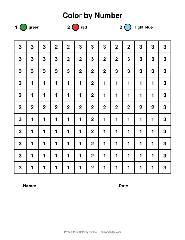 Present Pixel Color by Number printable coloring page