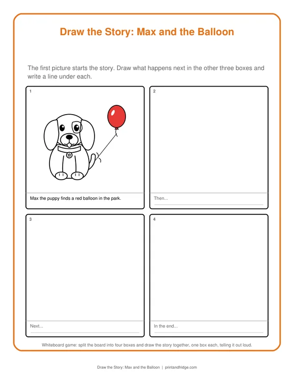 Draw the Story: Max and the Balloon printable game