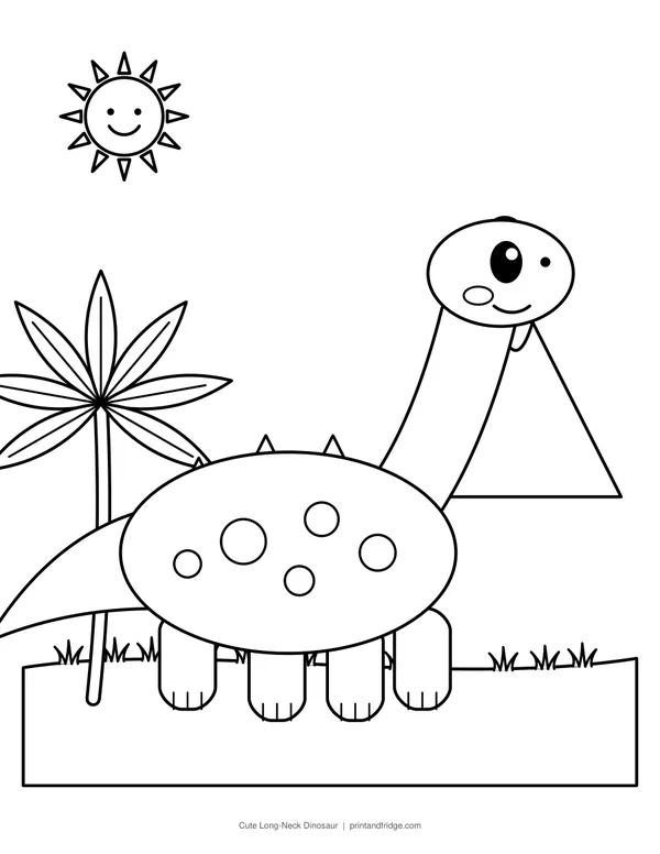 Cute Long-Neck Dinosaur printable coloring page
