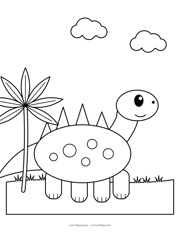 Cute Stegosaurus printable coloring page