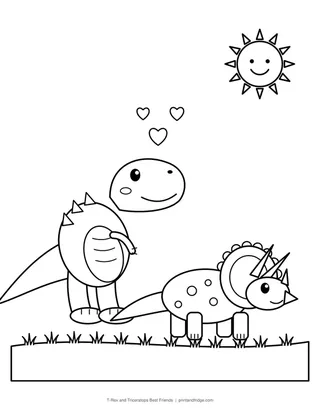 T-Rex and Triceratops Best Friends