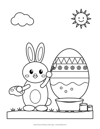 Easter Bunny Painting a Giant Egg
