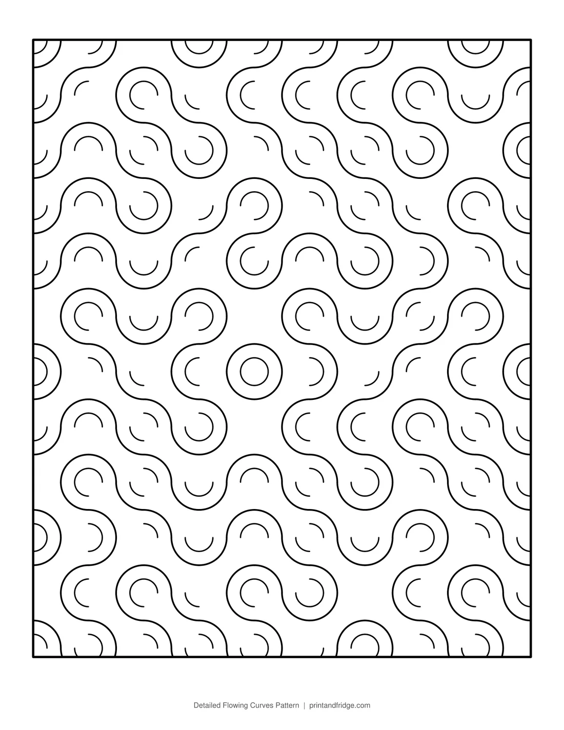 Detailed Flowing Curves Pattern printable coloring page