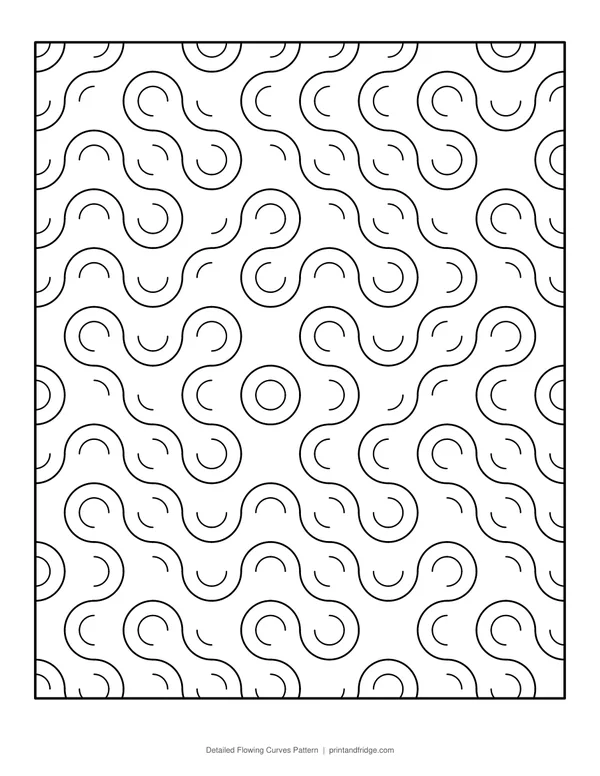 Detailed Flowing Curves Pattern printable coloring page