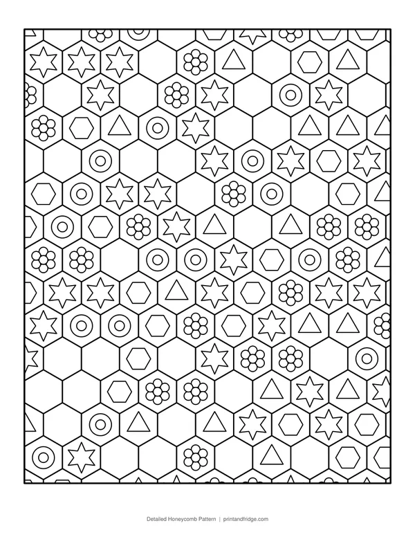 Detailed Honeycomb Pattern printable coloring page
