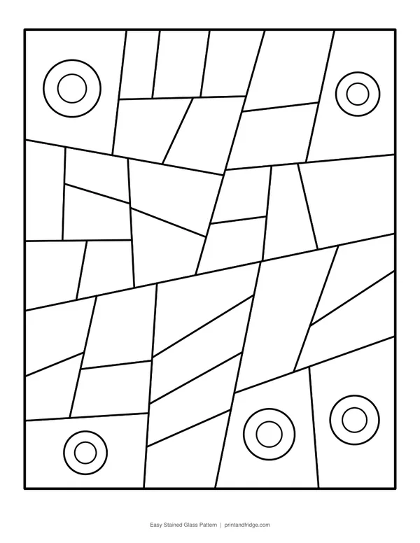 Easy Stained Glass Pattern printable coloring page