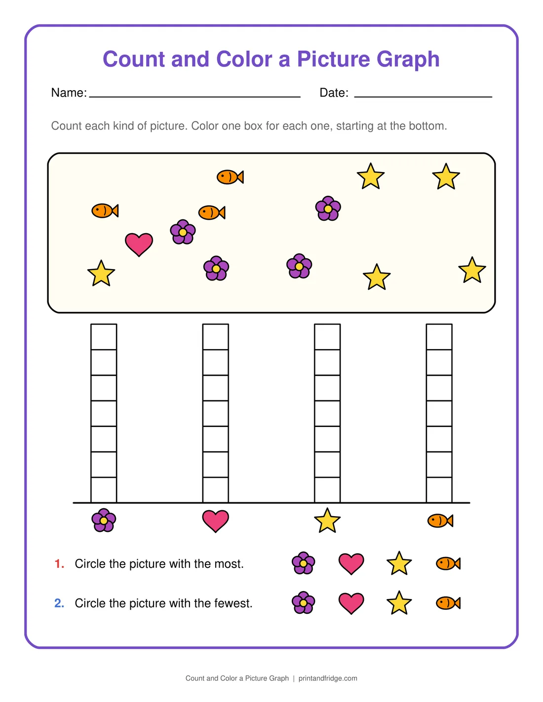 Count and Color a Picture Graph printable worksheet