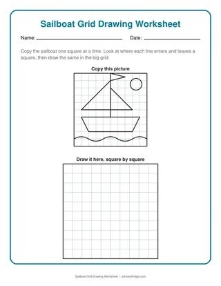 Sailboat Grid Drawing Worksheet