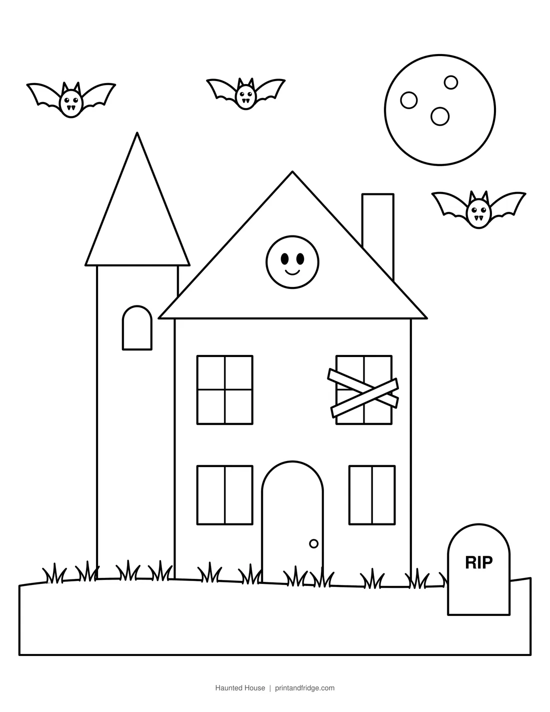 Haunted House printable coloring page