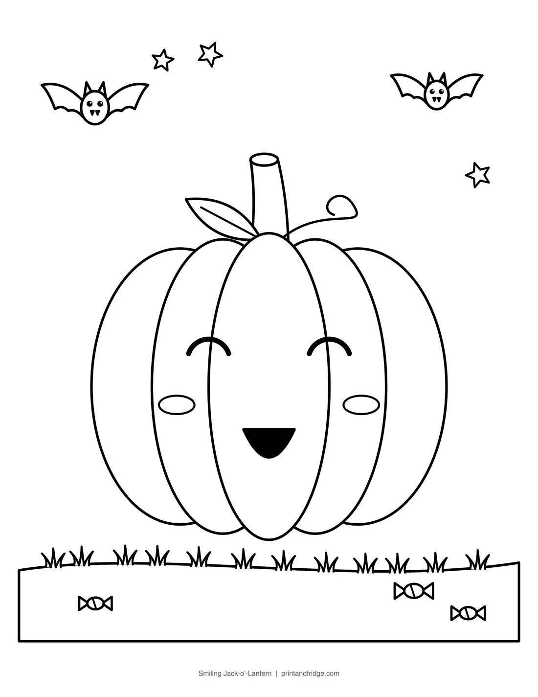Smiling Jack-o'-Lantern printable coloring page