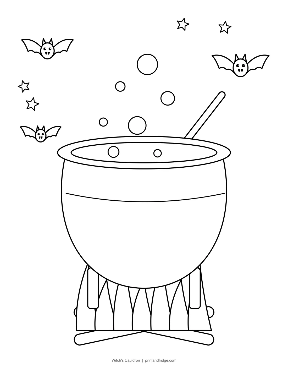 Witch's Cauldron printable coloring page