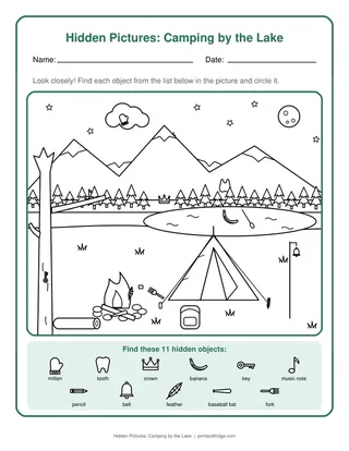 Hidden Pictures: Camping by the Lake