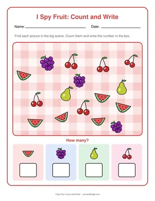 I Spy Fruit: Count and Write
