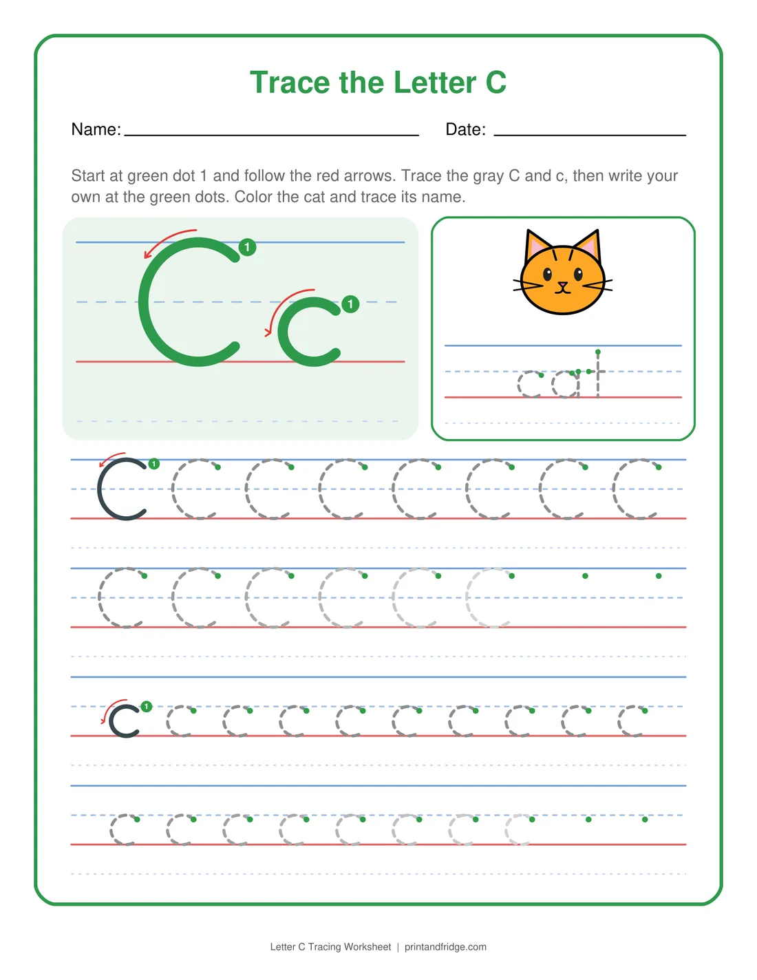 Letter C Tracing Worksheet printable worksheet