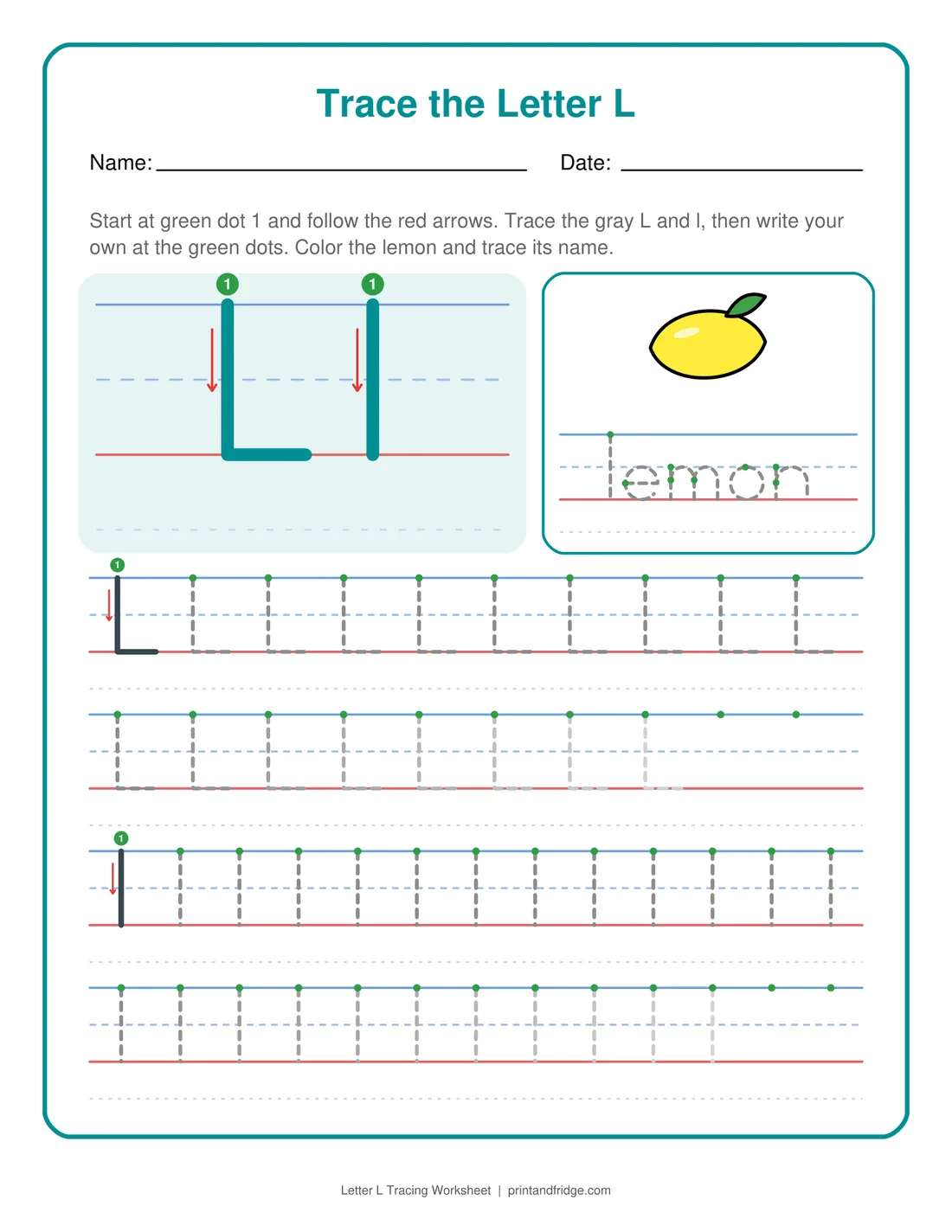 Letter L Tracing Worksheet printable worksheet