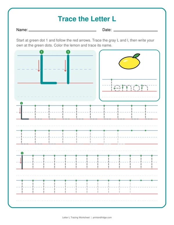 Letter L Tracing Worksheet printable worksheet