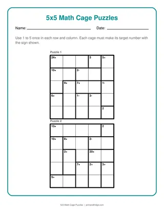 5x5 Math Cage Puzzles