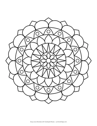 Easy Lotus Mandala with Scalloped Waves