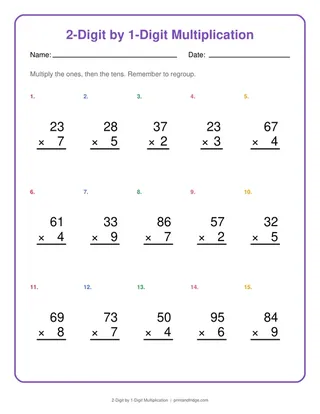 2-Digit by 1-Digit Multiplication