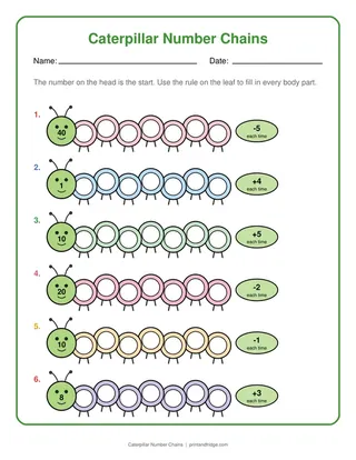 Caterpillar Number Chains