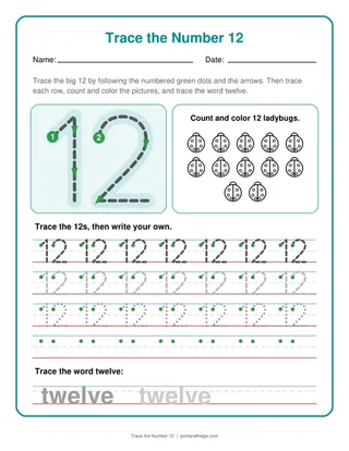 Trace the Number 12