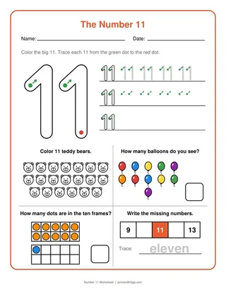 Number 11 Worksheet