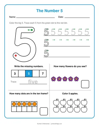 Number 5 Worksheet