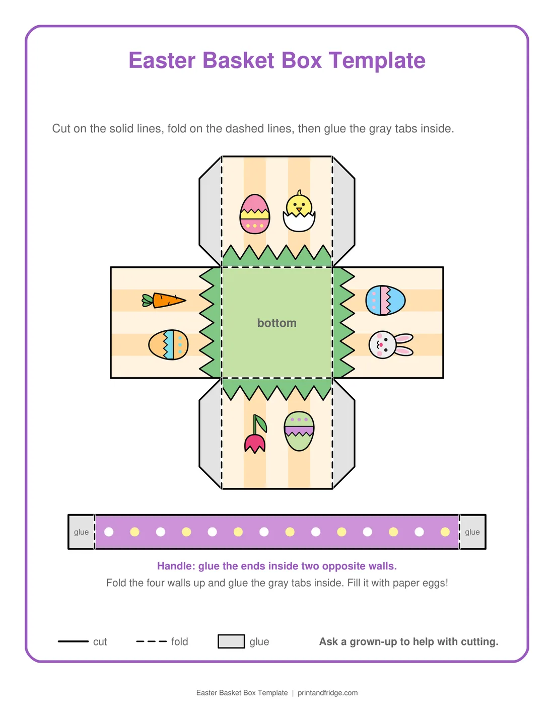 Easter Basket Box Template printable activity