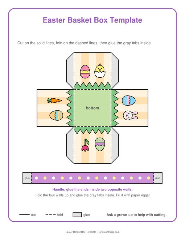 Easter Basket Box Template printable activity