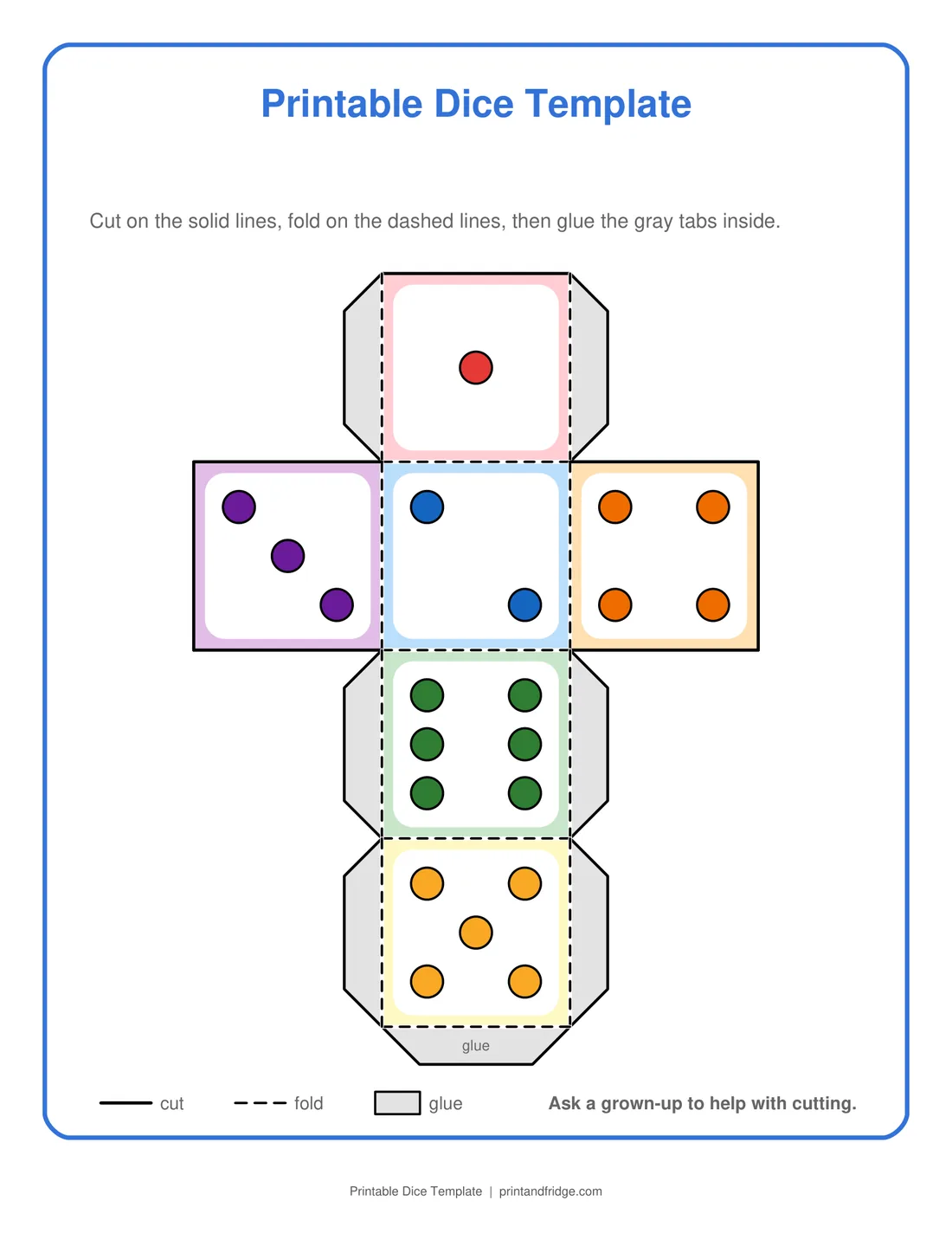 Printable Dice Template printable activity