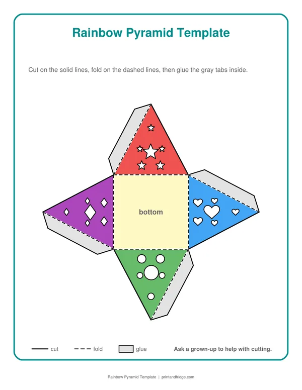 Rainbow Pyramid Template printable activity